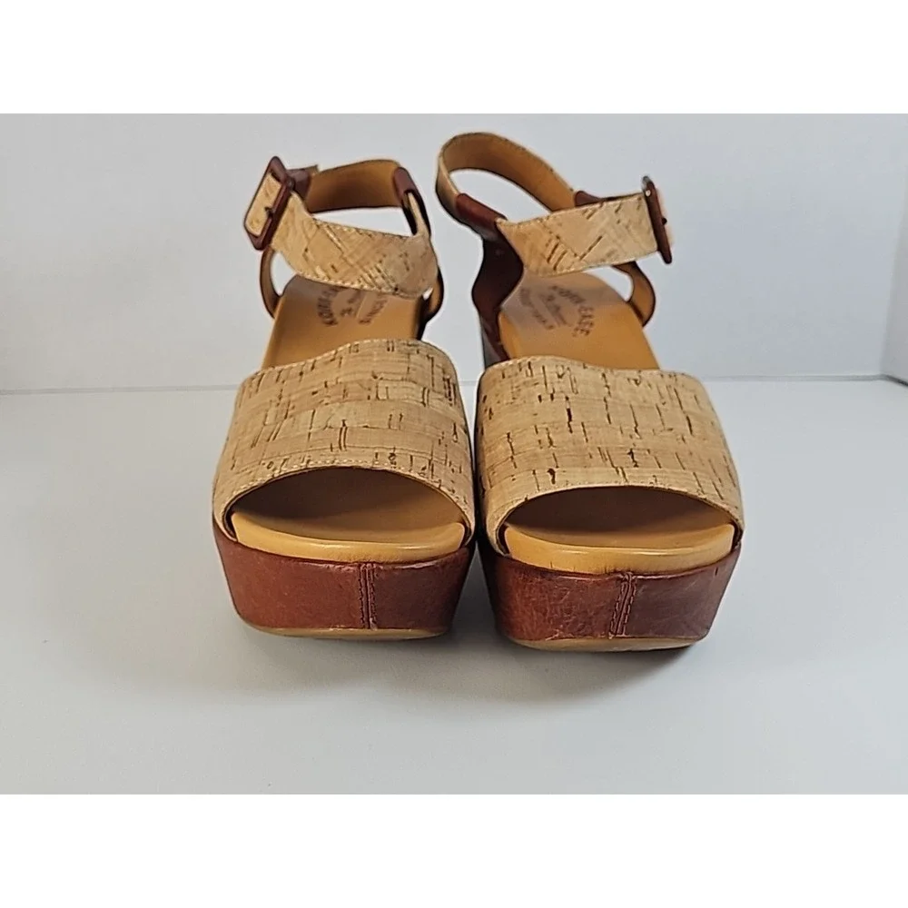 Kork‎ Ease Keirn Cork Leather Platform Wedge Sandal w/ Ankle Strap Sz 8M